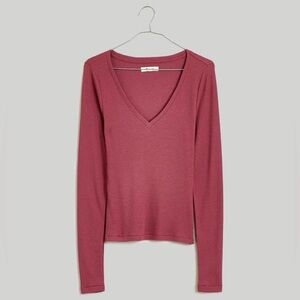 ISO Madewell Brightside v neck long sleeve tee size SMALL in pressed grape
